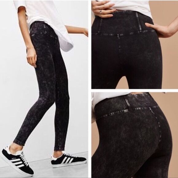 Talula Aritzia Corset Detail Acid Wash Leggings - Picture 1 of 5